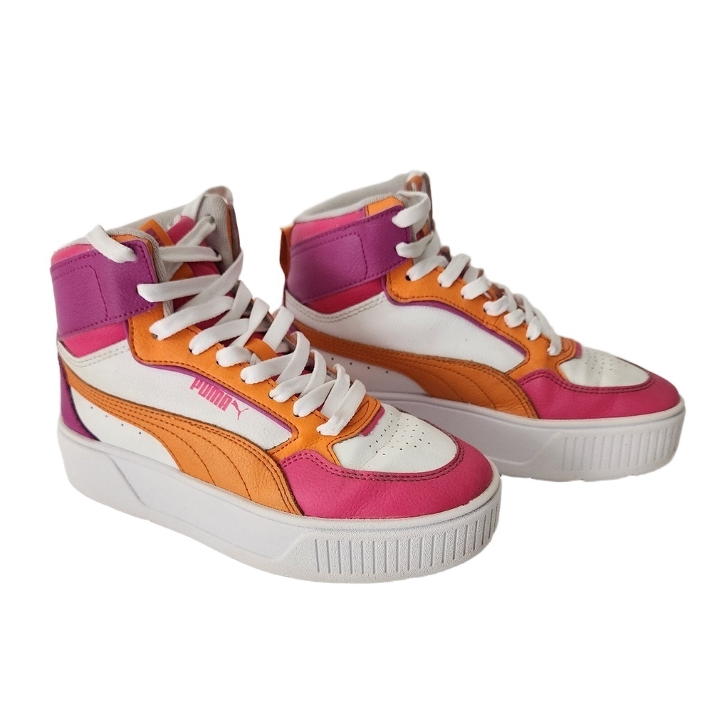 Puma Platform Hi-Top Sneaker Orange and Pink Women Size 5